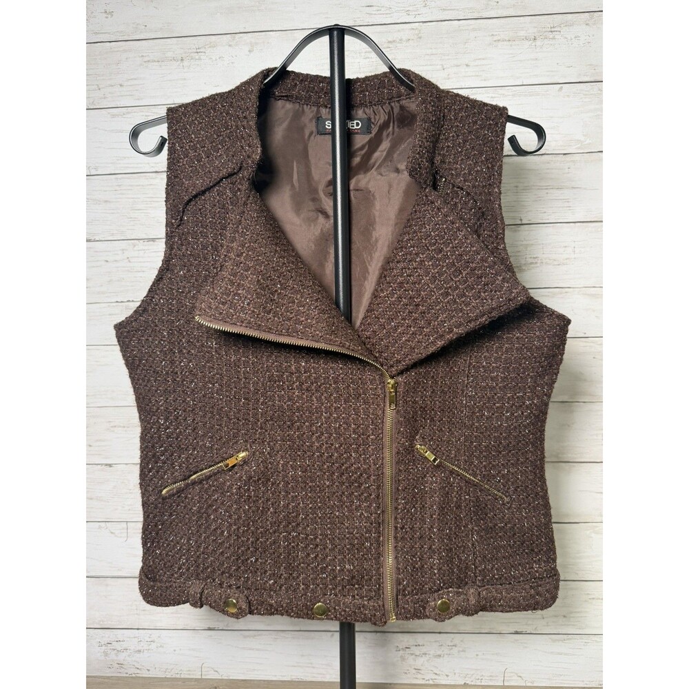 Spirited Randolph Duke brown gold moto vest size M
